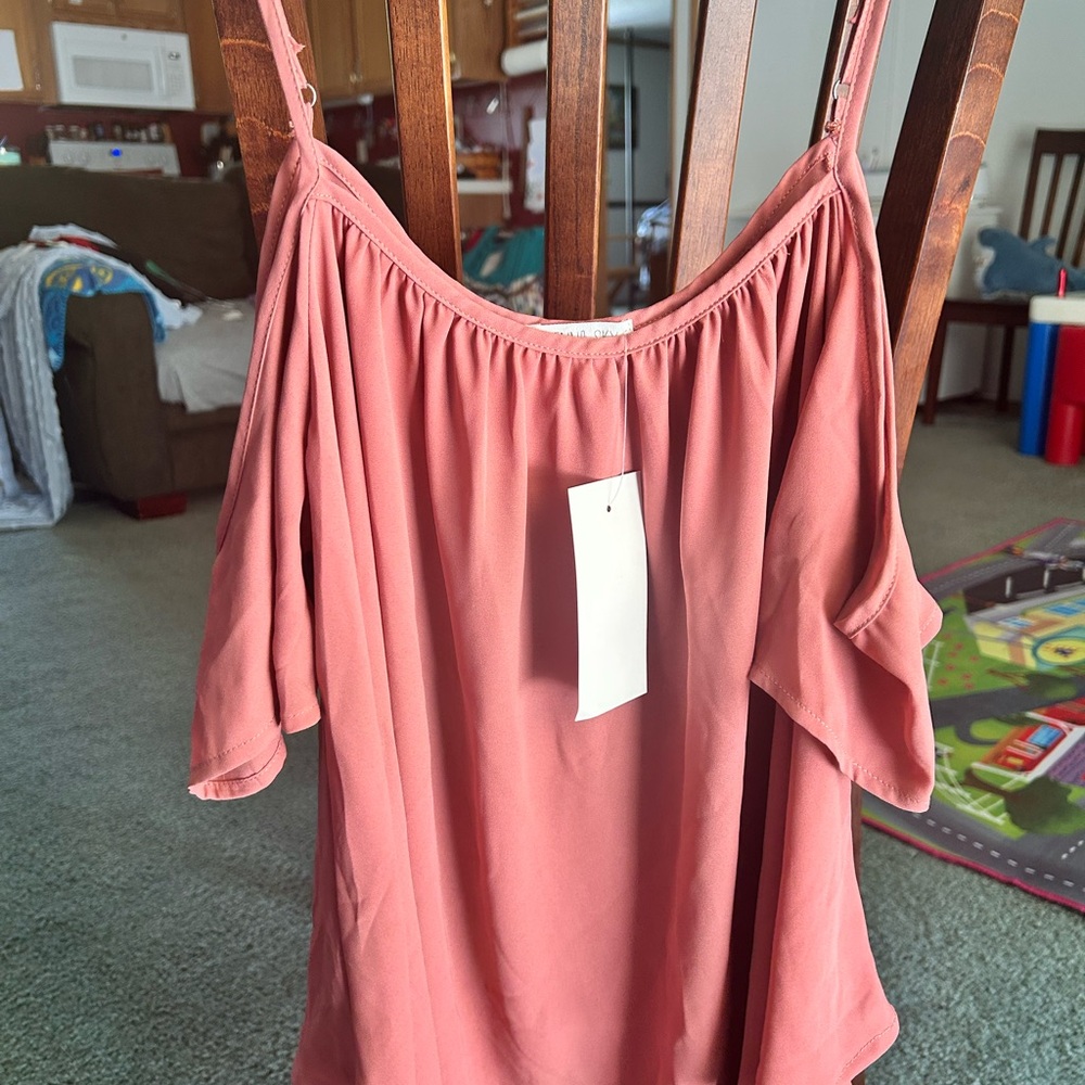 Sienna Sky Pink Ruffled Sleeveless Blouse